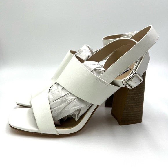 William Rast Women's White Faux Leather Asymmetrical‎ Open Toe Heels Shoes 8.5 - Picture 6 of 14